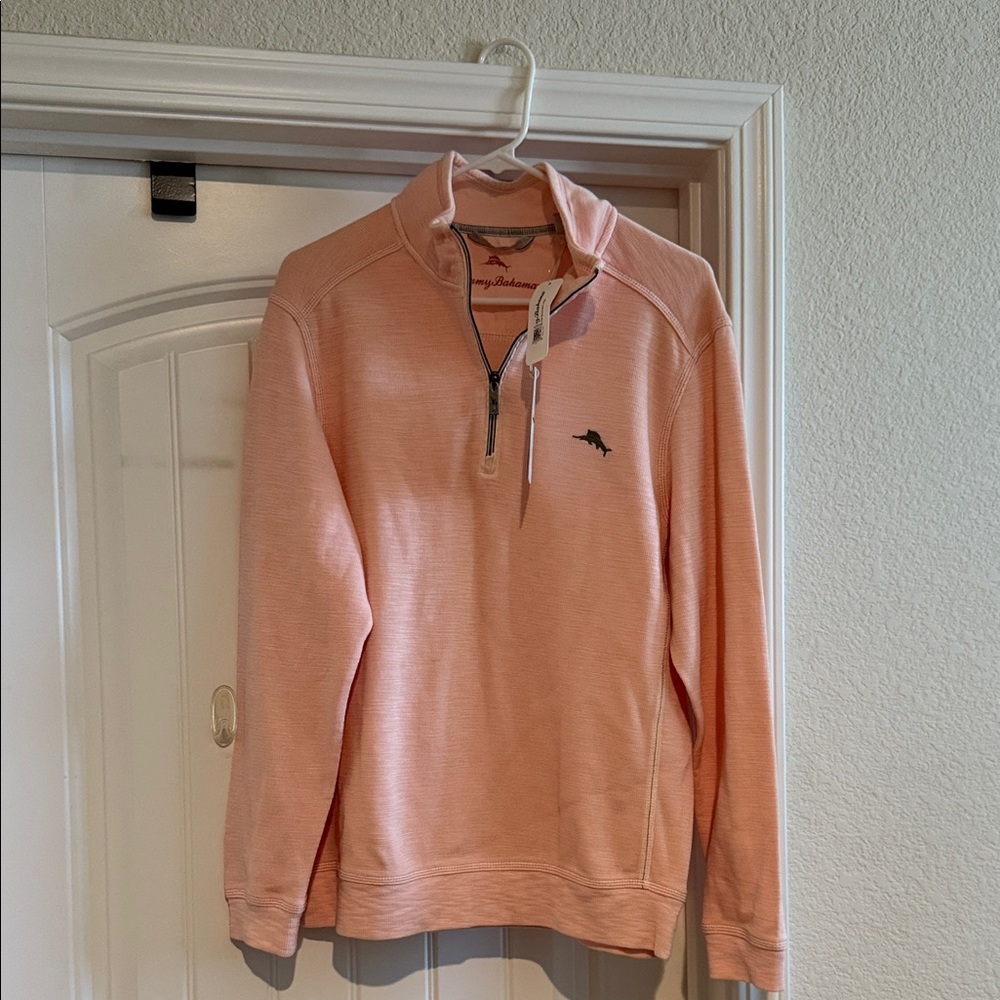 Tommy Bahama Light Pink Zip-Up Sweater
